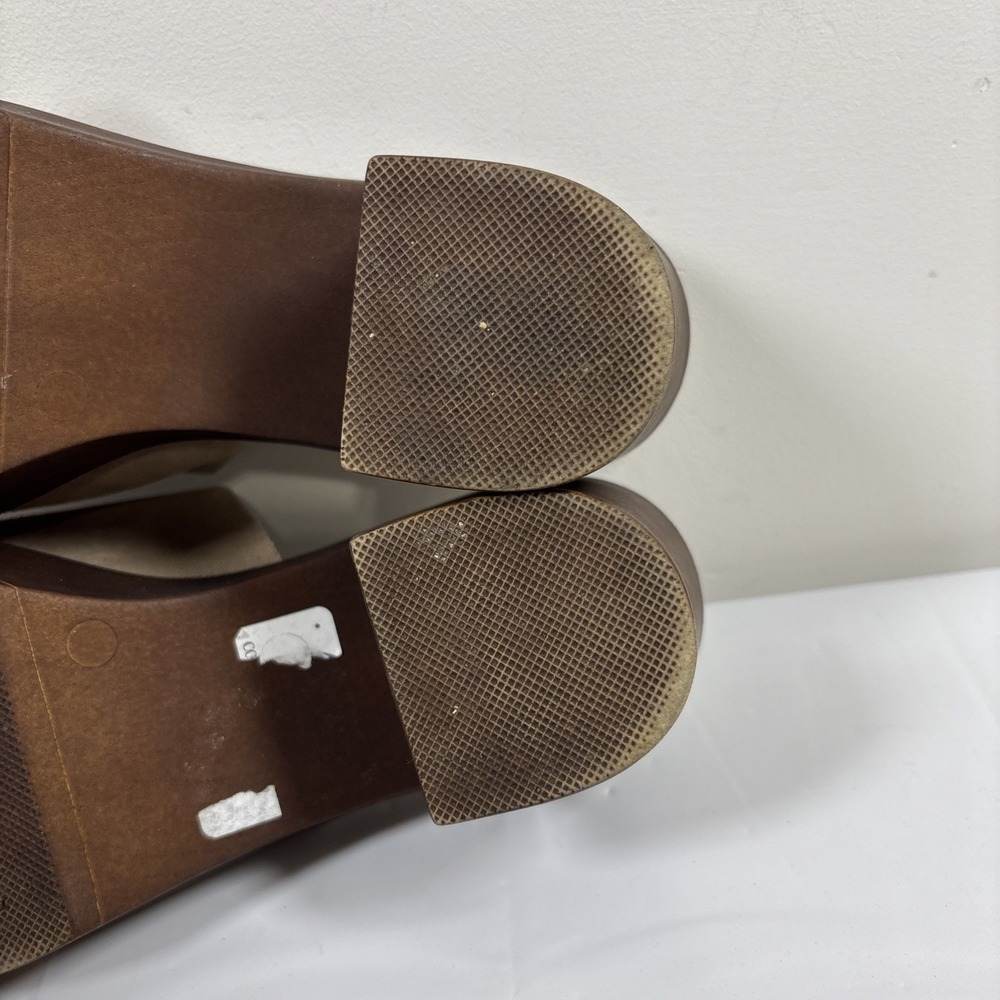 BioNatura Women 38 Italian Tan Suede Leather Slide Sandals Chunky Mules Platform - Picture 9 of 11